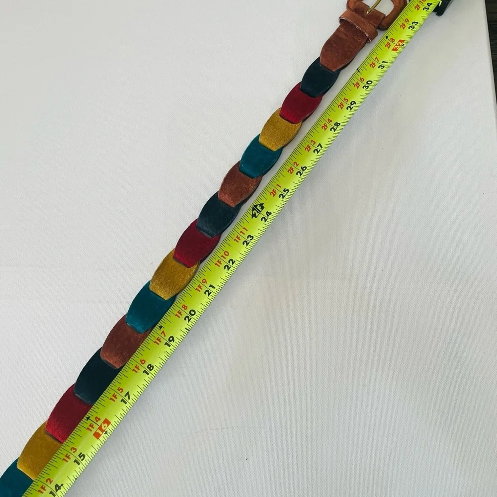 Vintage Leather Multi Colored Rainbow Belt‎ S